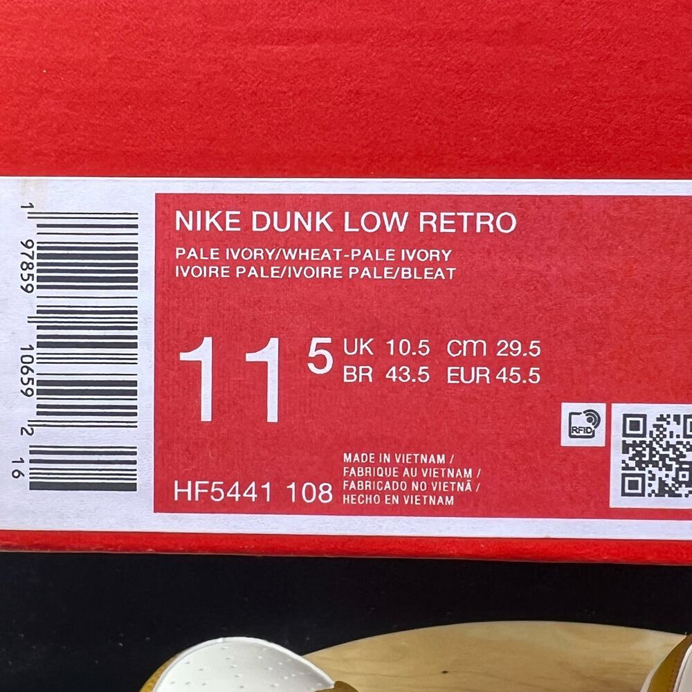 Men's Nike Dunk Low Retro Pale Ivory/Wheat-Pale Ivory (HF5441 108) Size 11.5 - Picture 10 of 10
